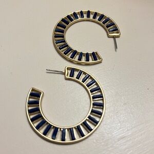 Lucky Brand Blue & Gold Hoops